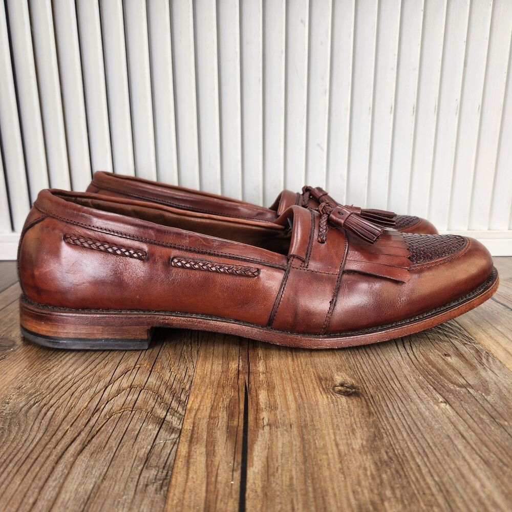 Allen Edmonds Cody Chili Weave Loafers Mens Sz 14 B Brown Leather Kiltie Tassel